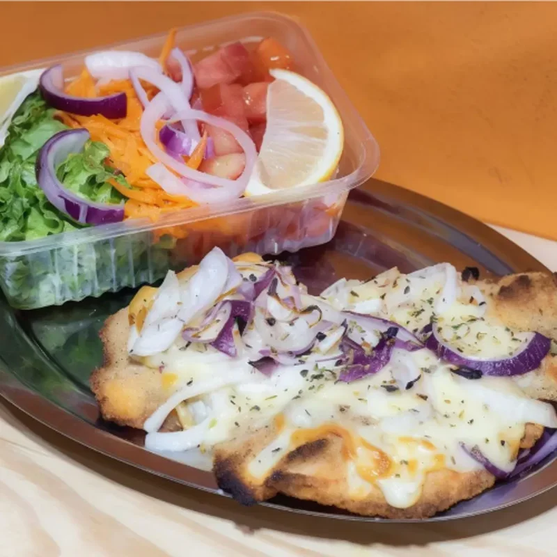 Milanesa de carne a la fugazeta con guarnición