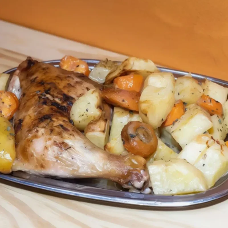 Pata y Muslo con papas al horno